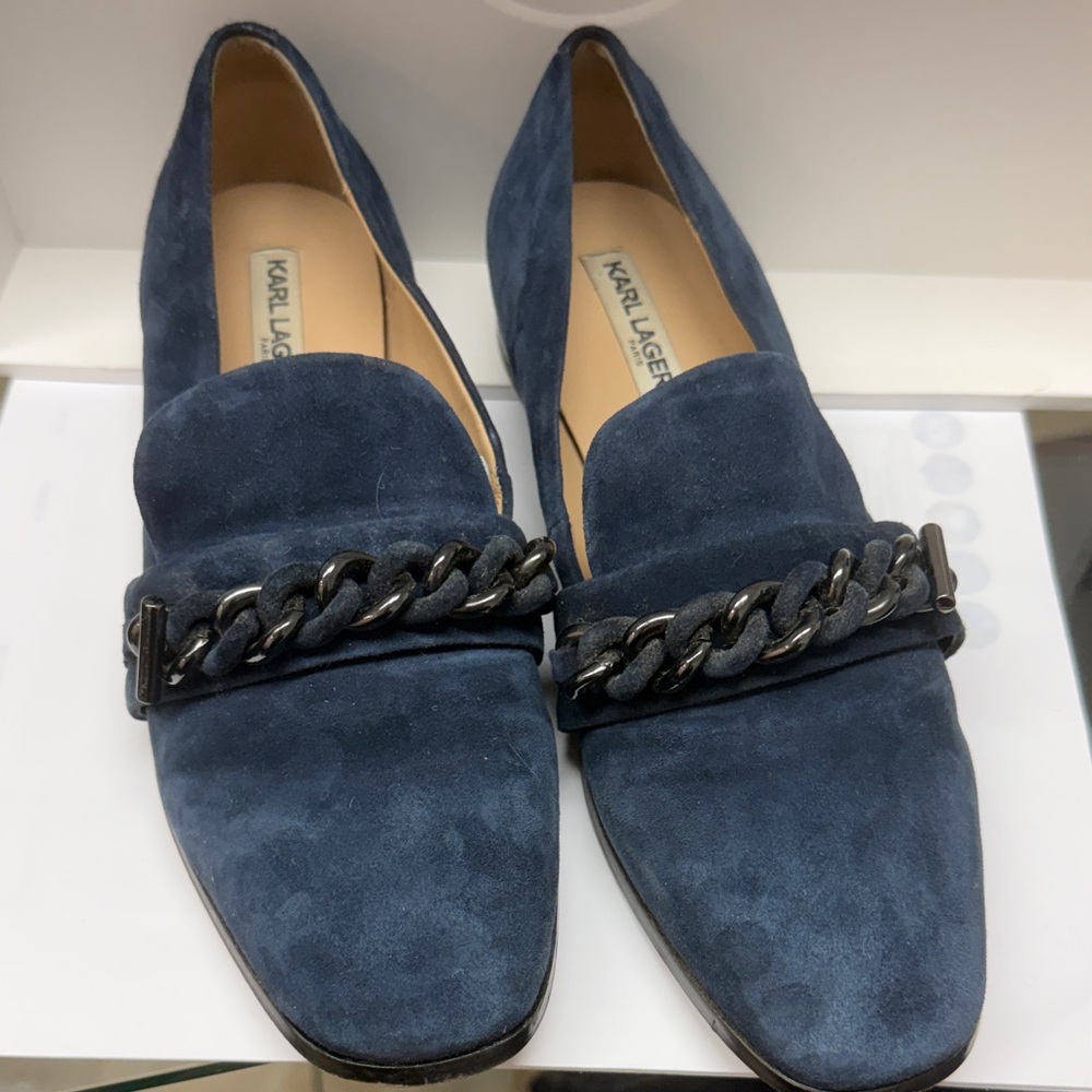 Karl Lagerfeld Navy Chain Loafers